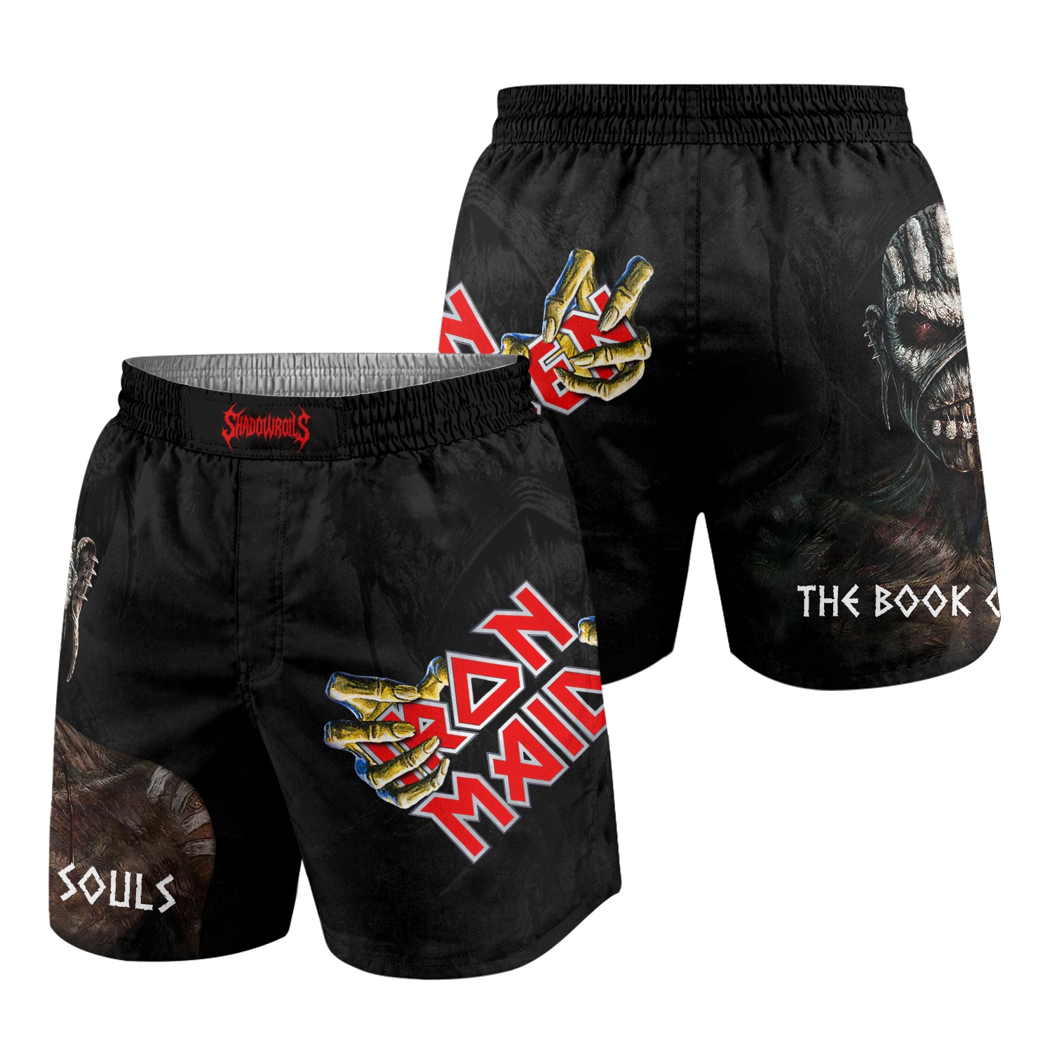 Iron Maiden The Book Of Souls Grappling Shorts - front and back view