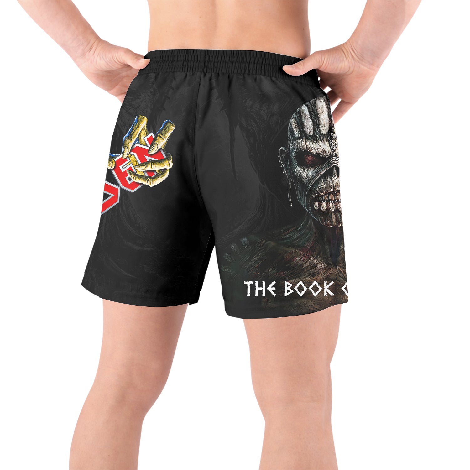 Iron Maiden The Book Of Souls Grappling Shorts - back view lifestyle