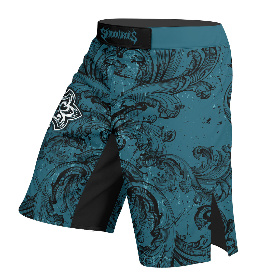 Memento Mori Skull Cross Fight Shorts - right side mockup