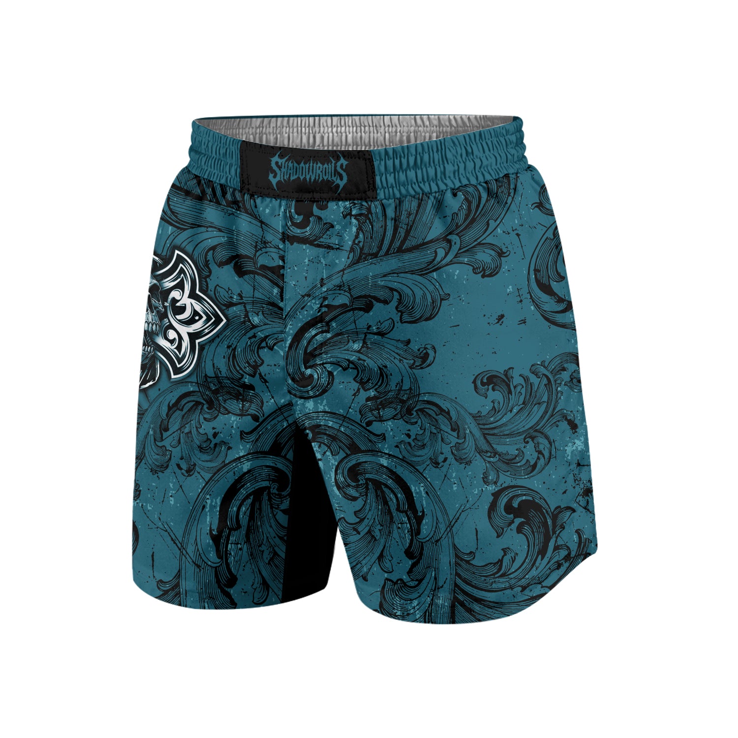 Memento Mori Skull Cross Grappling Shorts - front view mockup