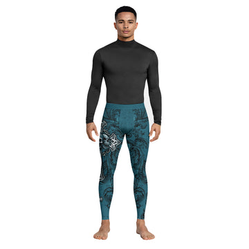 Memento Mori Skull Cross Men's Leggings - lifestyle view