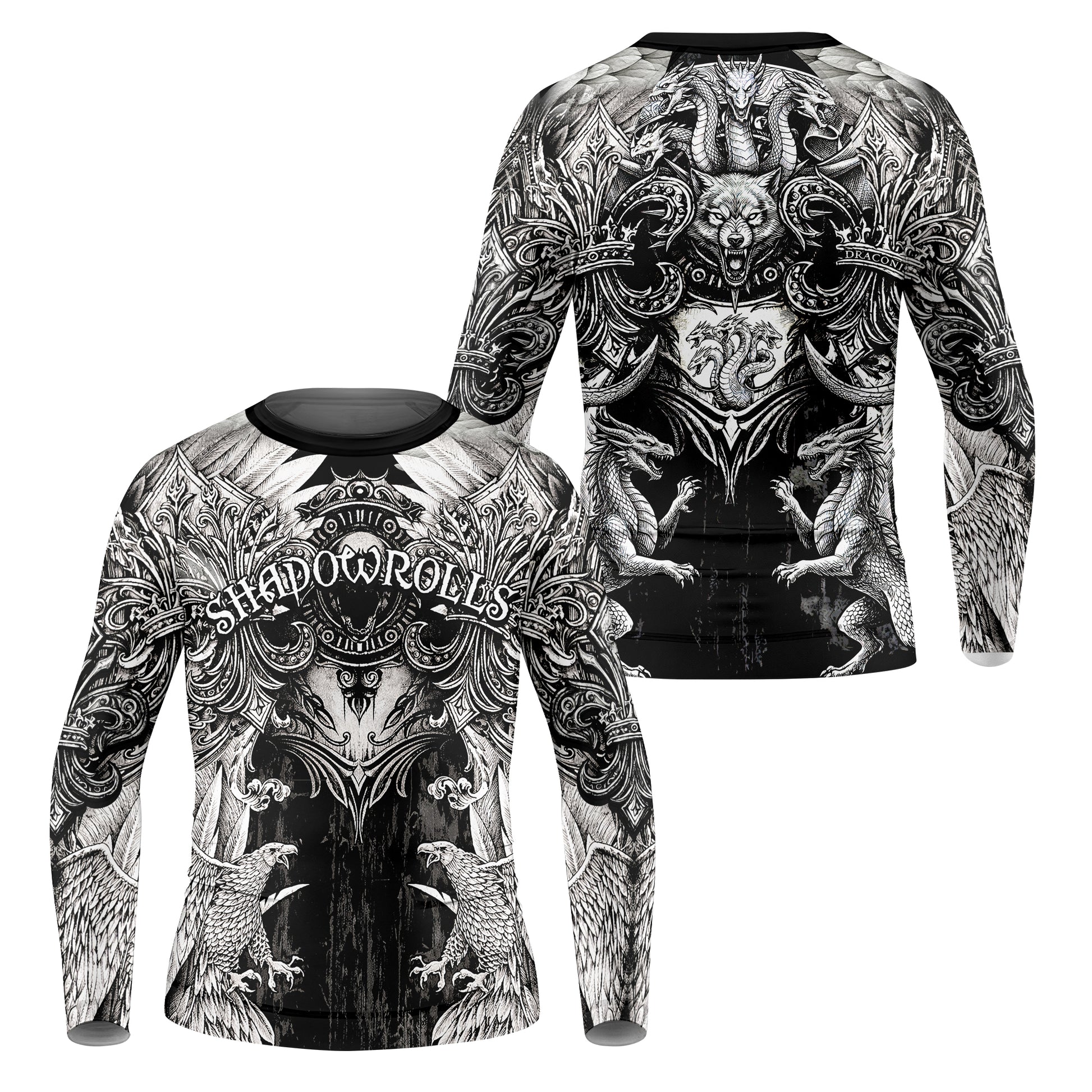 Mythic Beast Dominion Kids Rash Guard Long Sleeve - front and back view