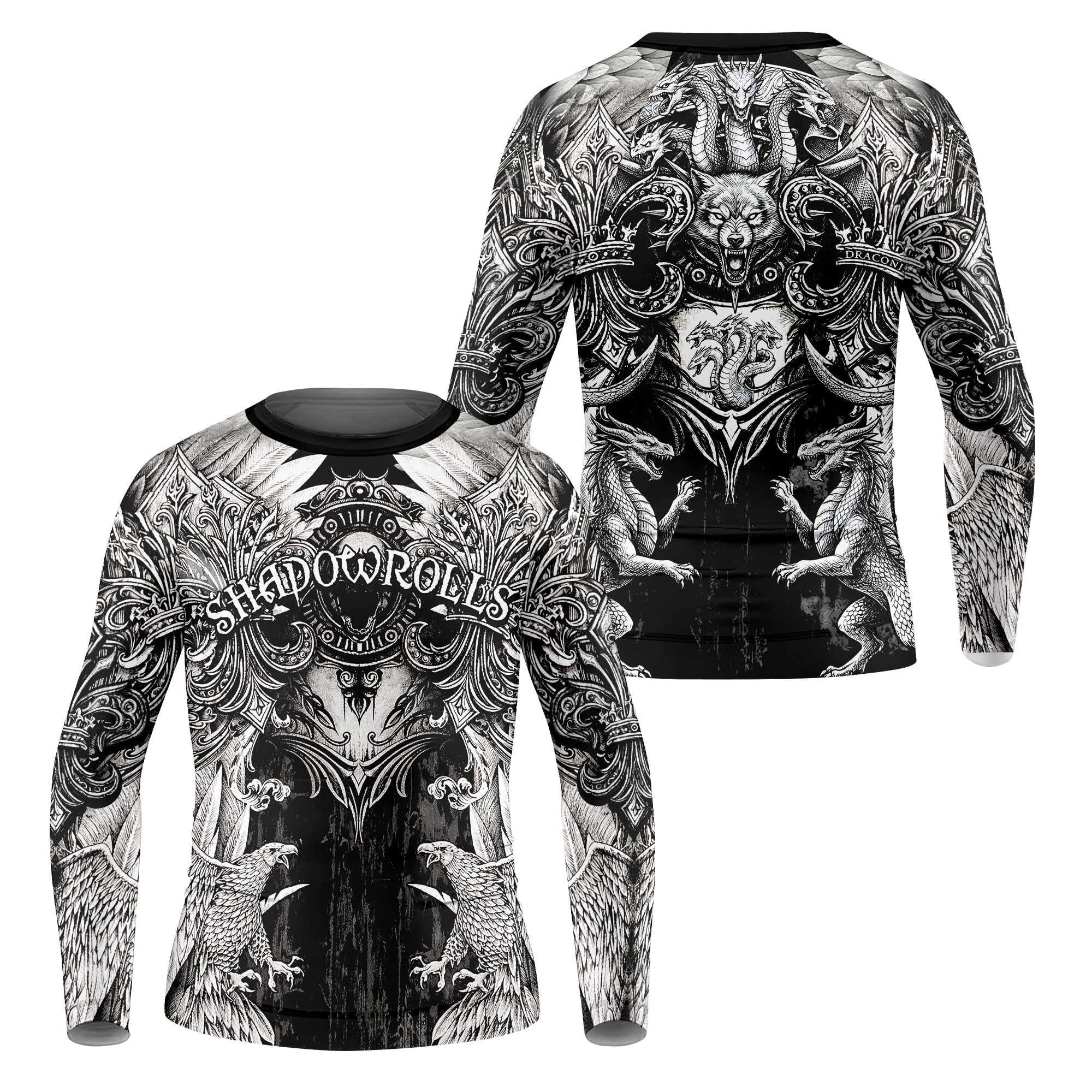 Mythic Beast Dominion Kids Rash Guard Long Sleeve - front and back view