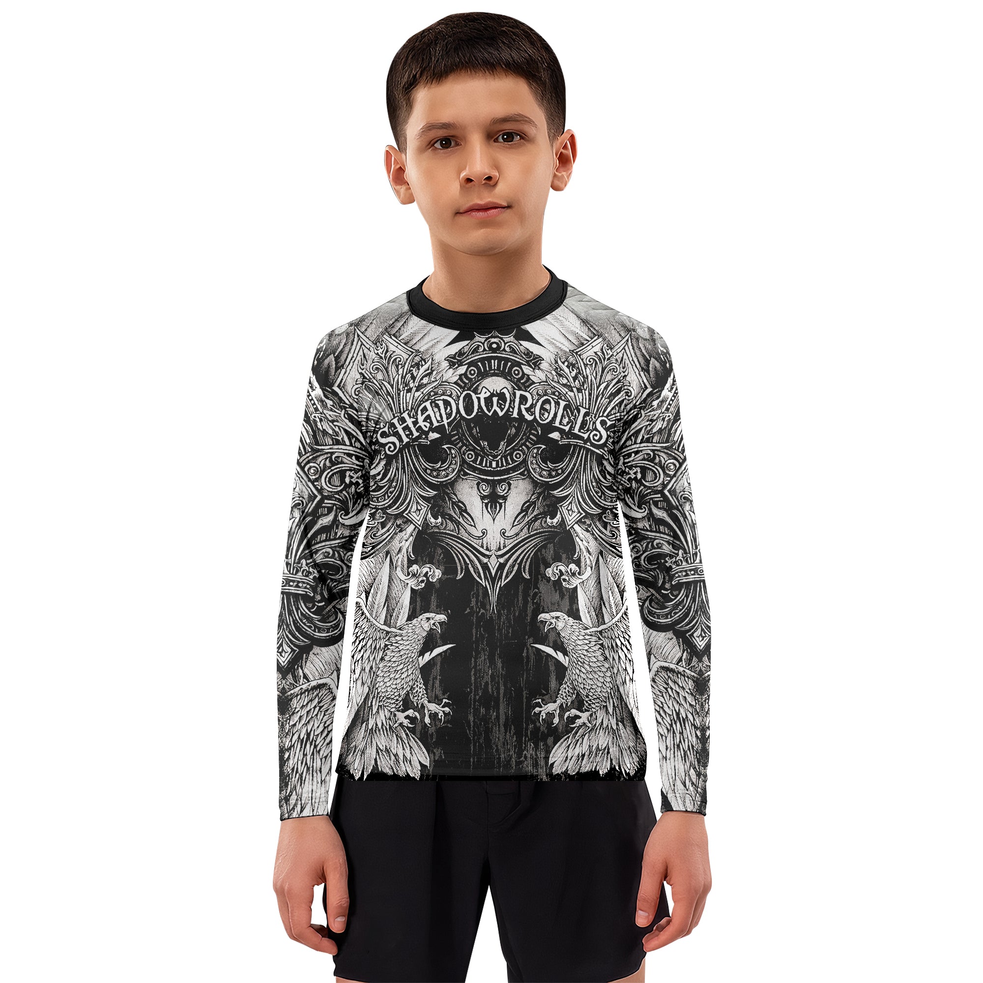 Mythic Beast Dominion Kids Rash Guard Long Sleeve - boy's lifestyle view