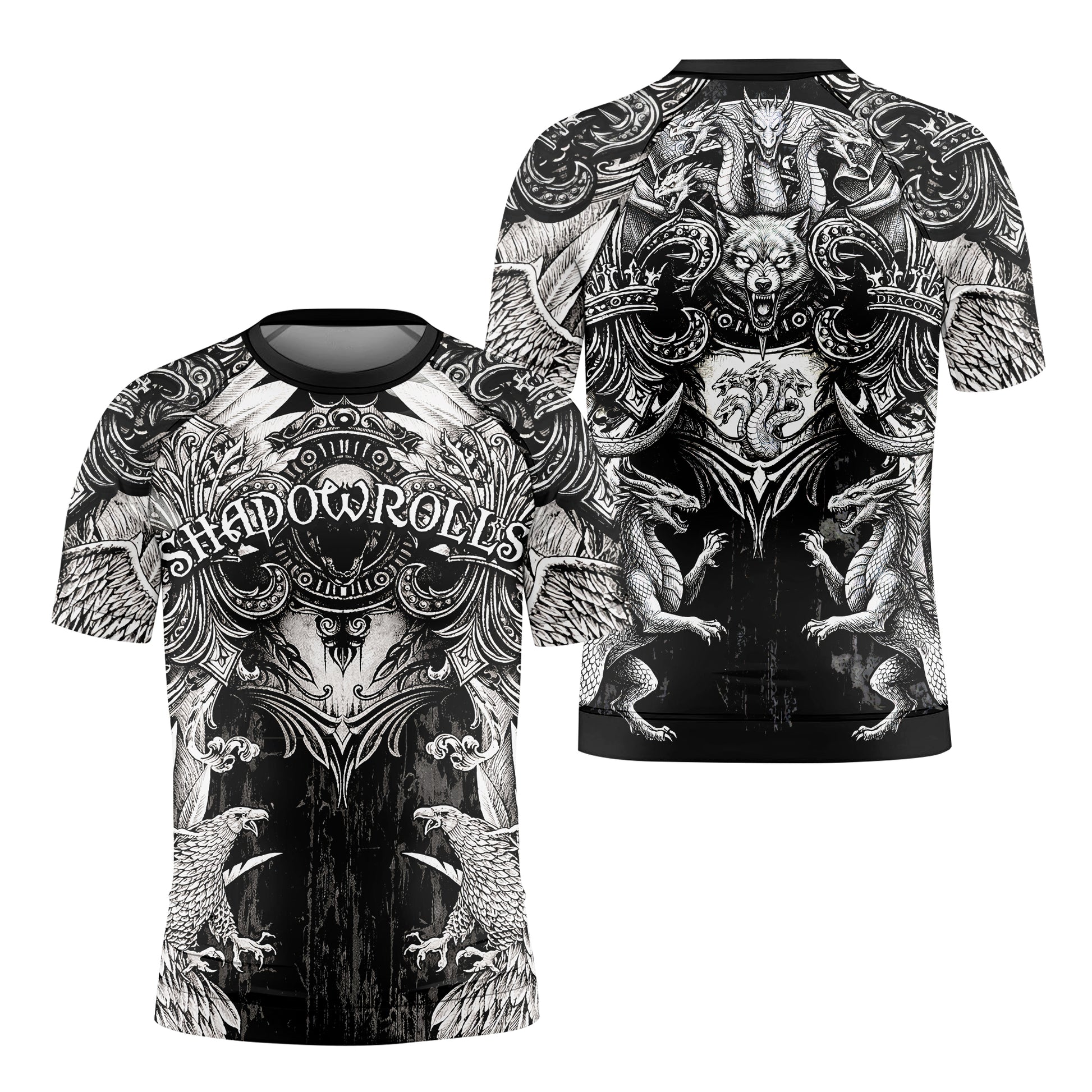 Mythic Beast Dominion Kids Rash Guard Short Sleeve - front and back view