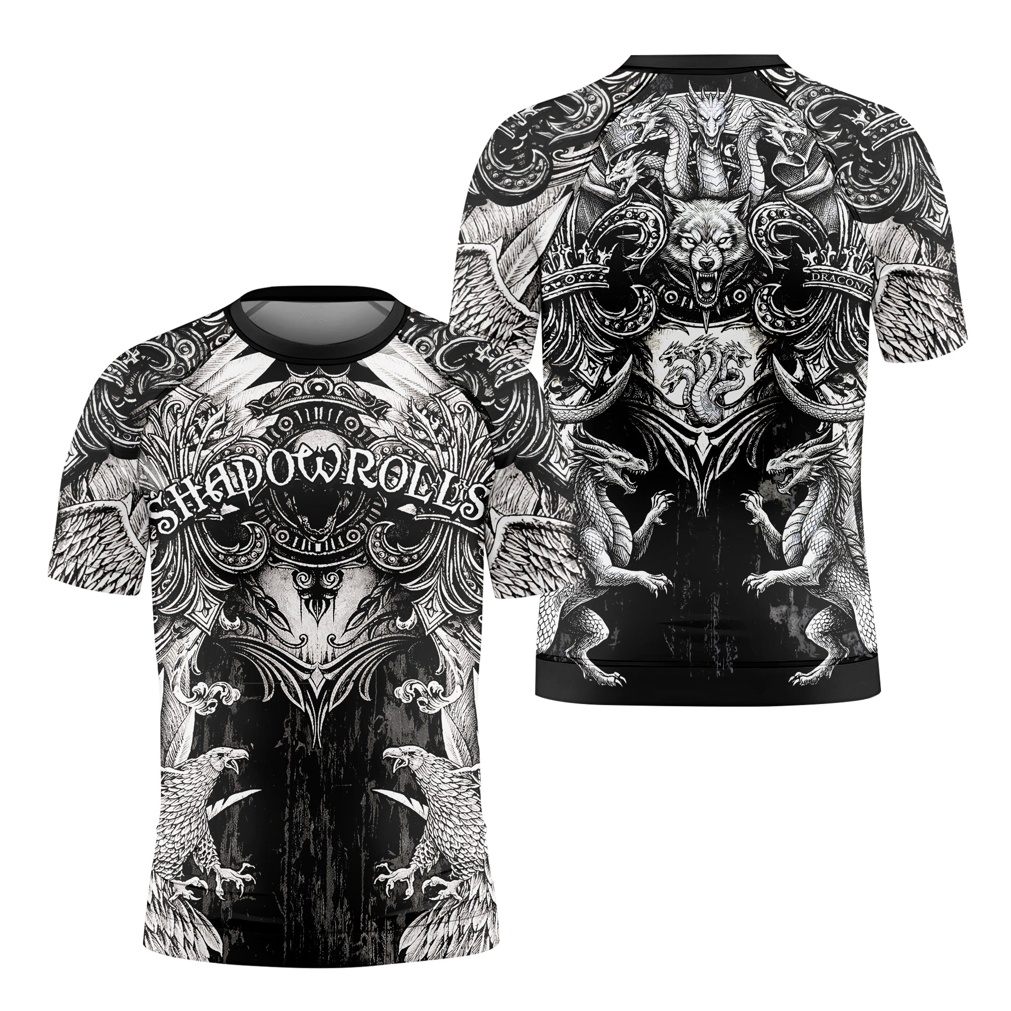 Mythic Beast Dominion Kids Rash Guard Short Sleeve - front and back view