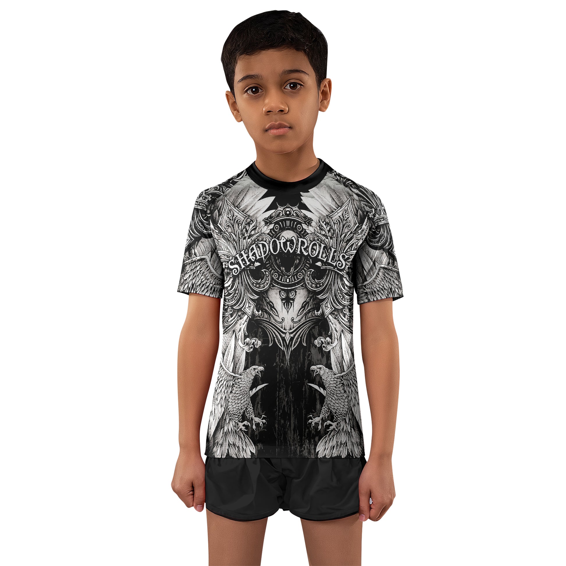 Mythic Beast Dominion Kids Rash Guard Short Sleeve - boy's lifestyle view