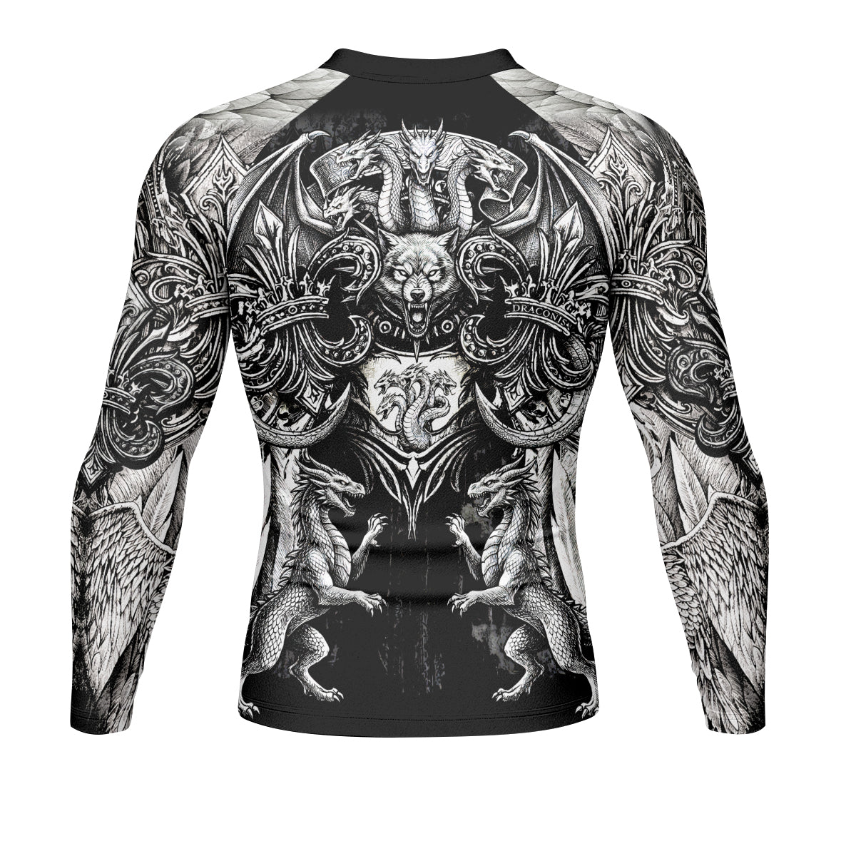 Mythic Beast Dominion Men's Rash Guard Long Sleeve - back view mockup