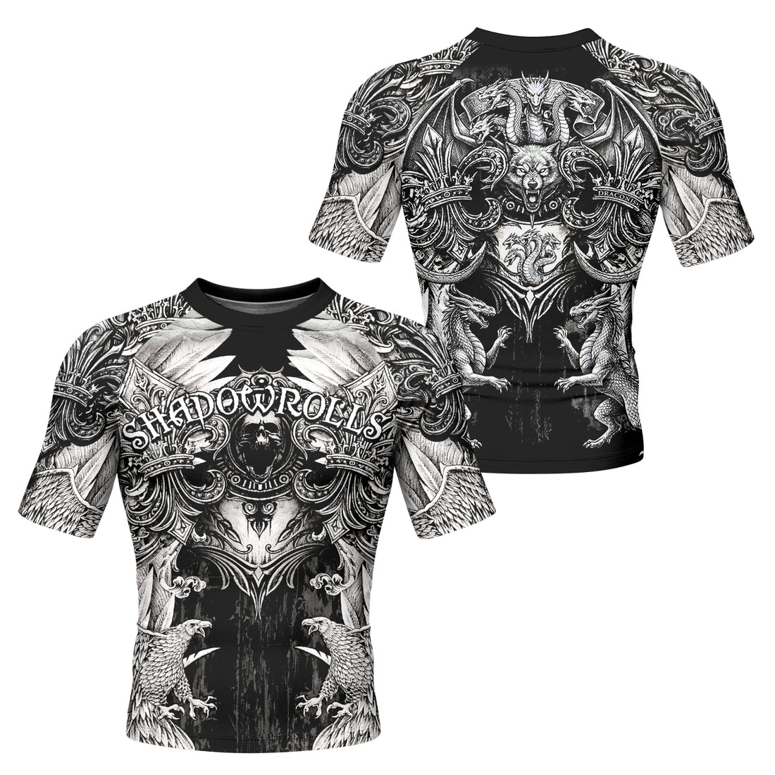 Mythic Beast Dominion Men's Rash Guard Short Sleeve - front and back view