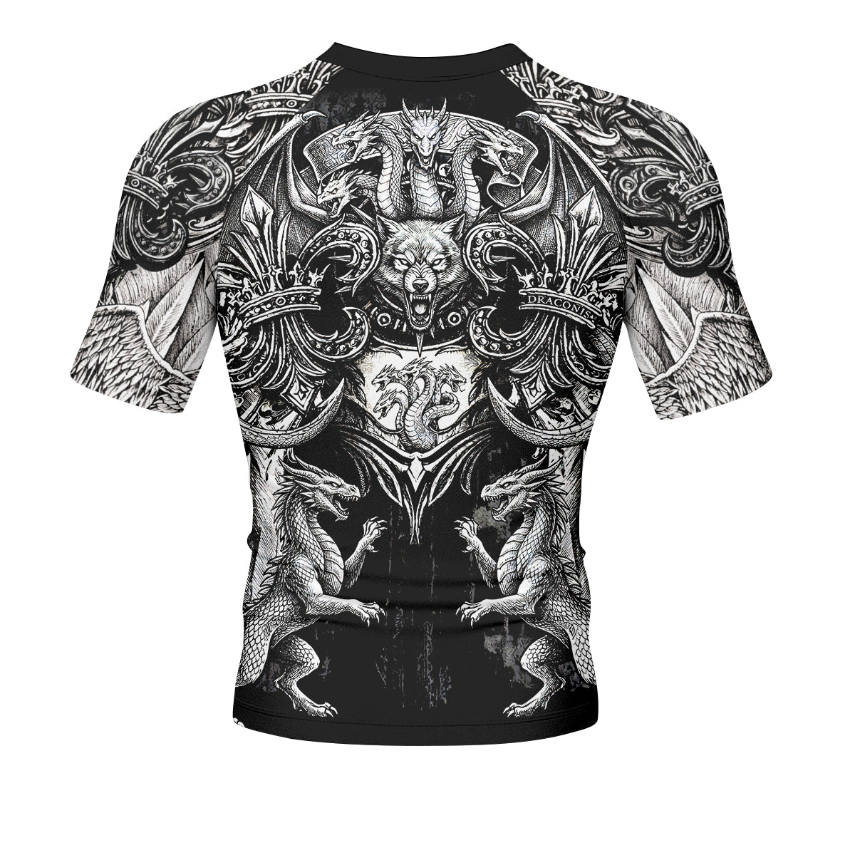 Mythic Beast Dominion Men's Rash Guard Short Sleeve - back view mockup