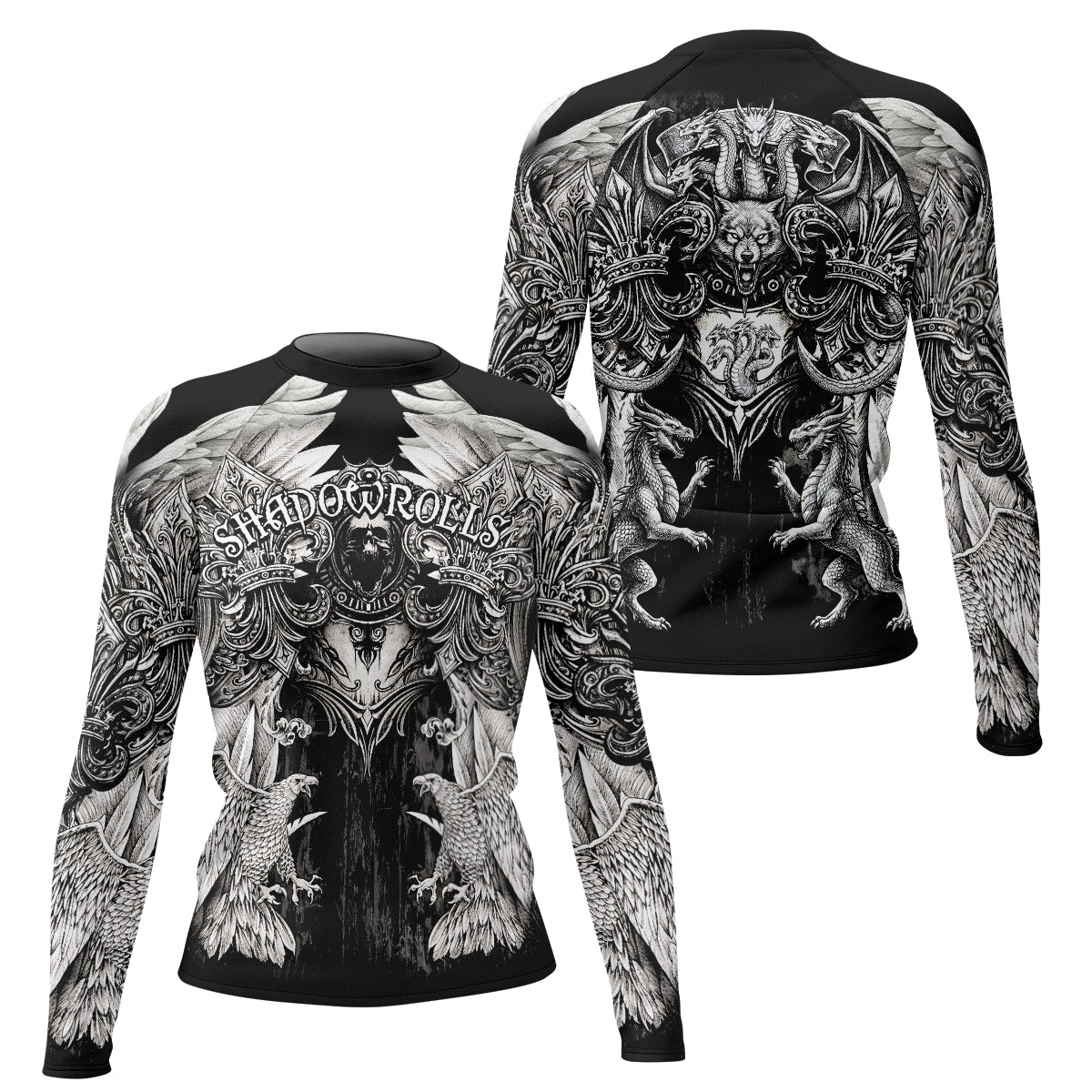 Mythic Beast Dominion Women's Rash Guard Long Sleeve - front and back view