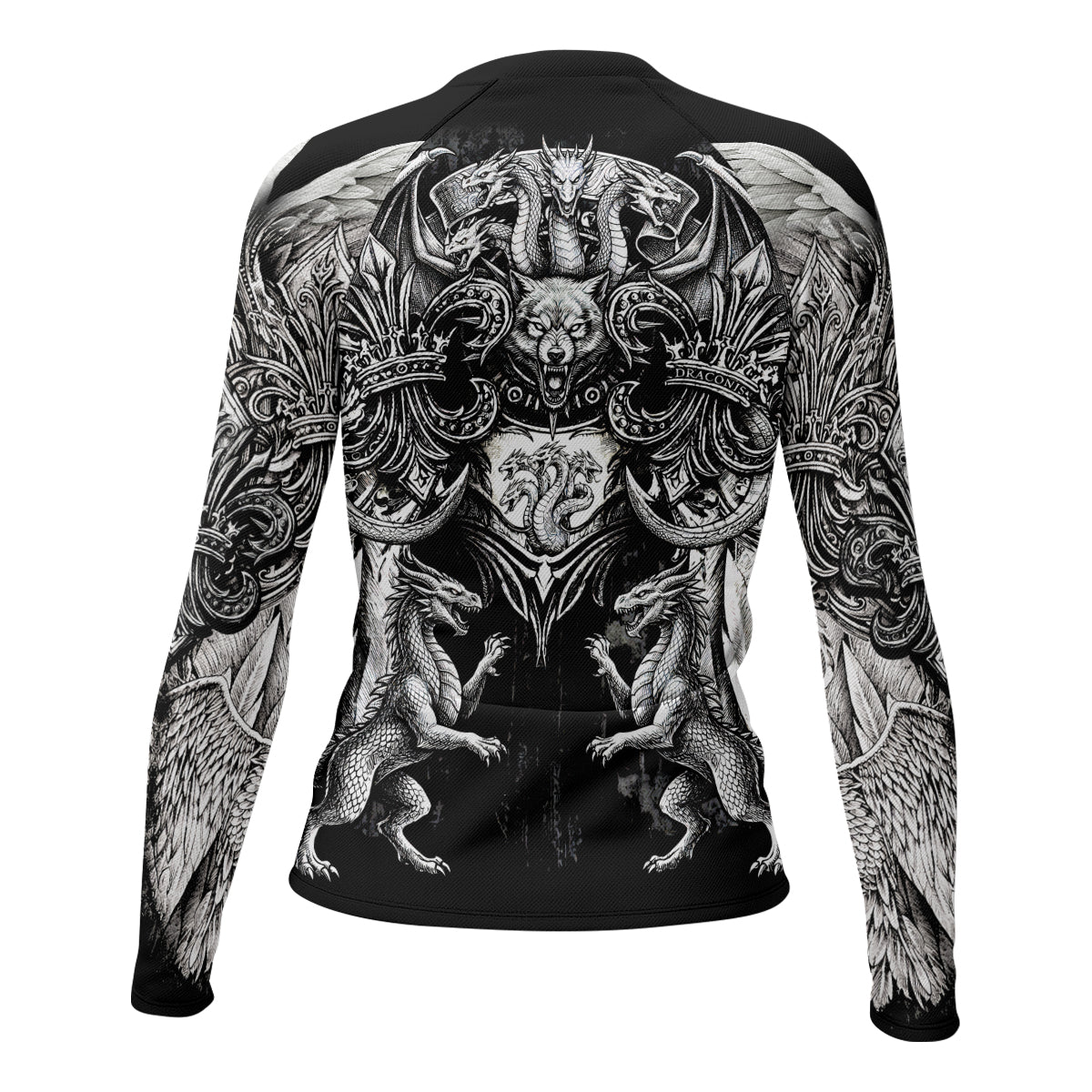 Mythic Beast Dominion Women's Rash Guard Long Sleeve - back view mockup