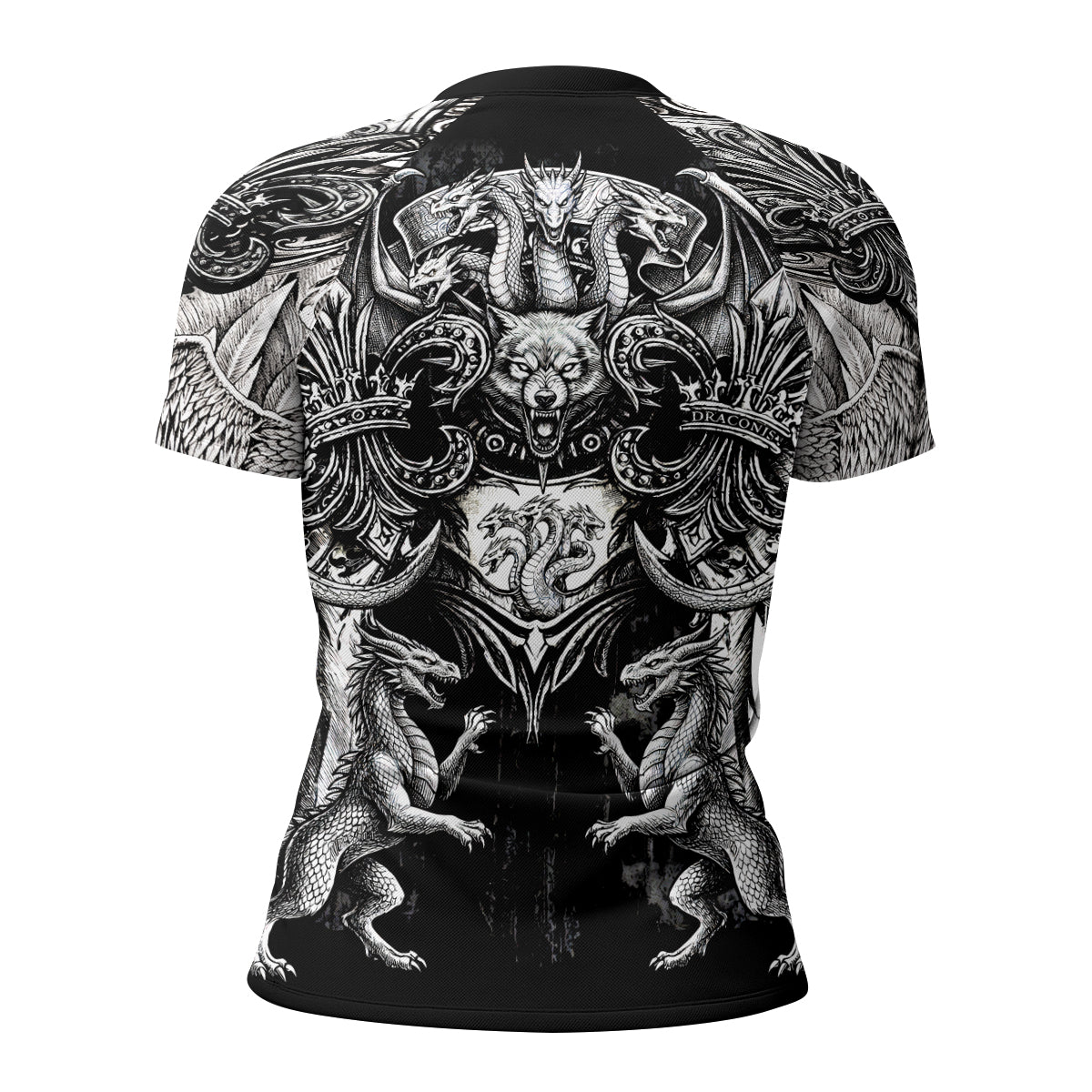 Mythic Beast Dominion Women's Rash Guard Short Sleeve - back view mockup