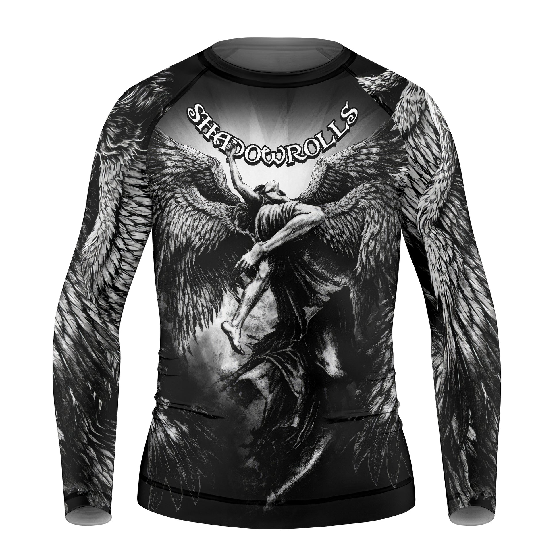 Shadowrolls Dark Angel Kids Rash Guard Long Sleeve - front view mockup