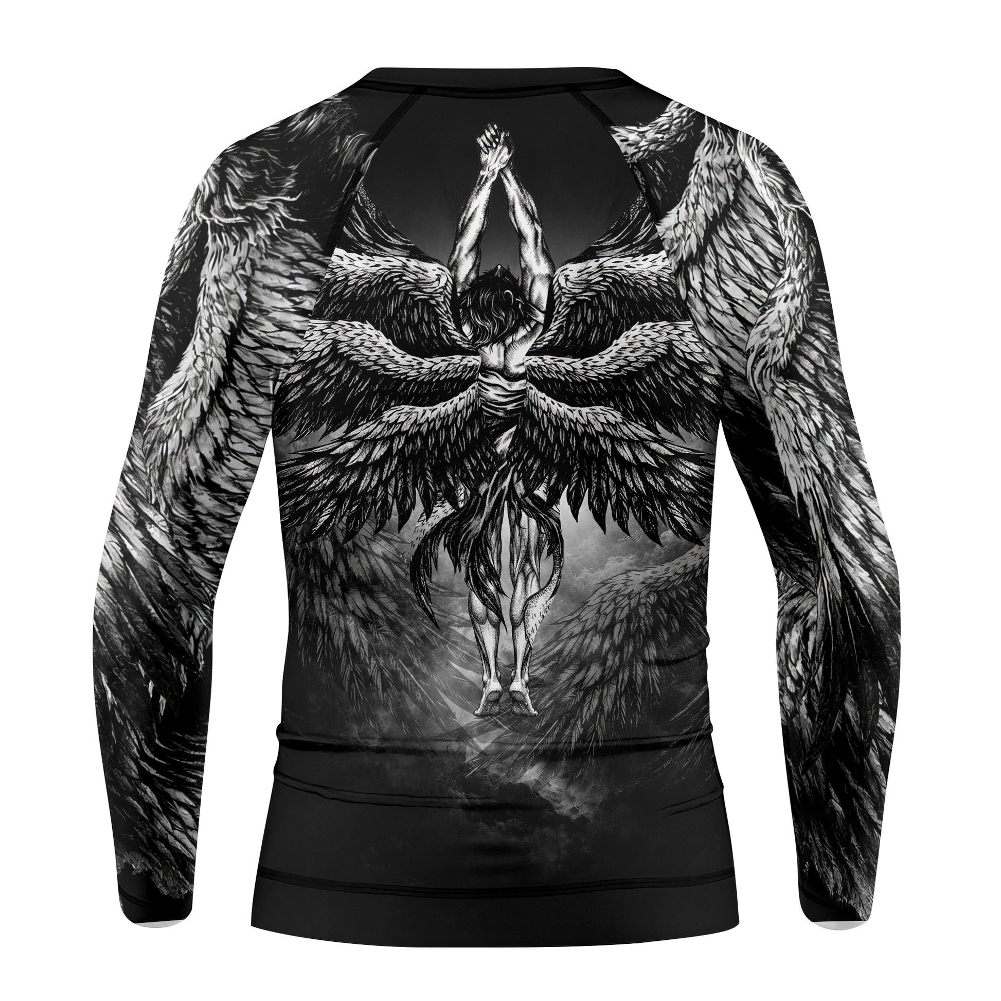 Shadowrolls Dark Angel Kids Rash Guard Long Sleeve - back view mockup