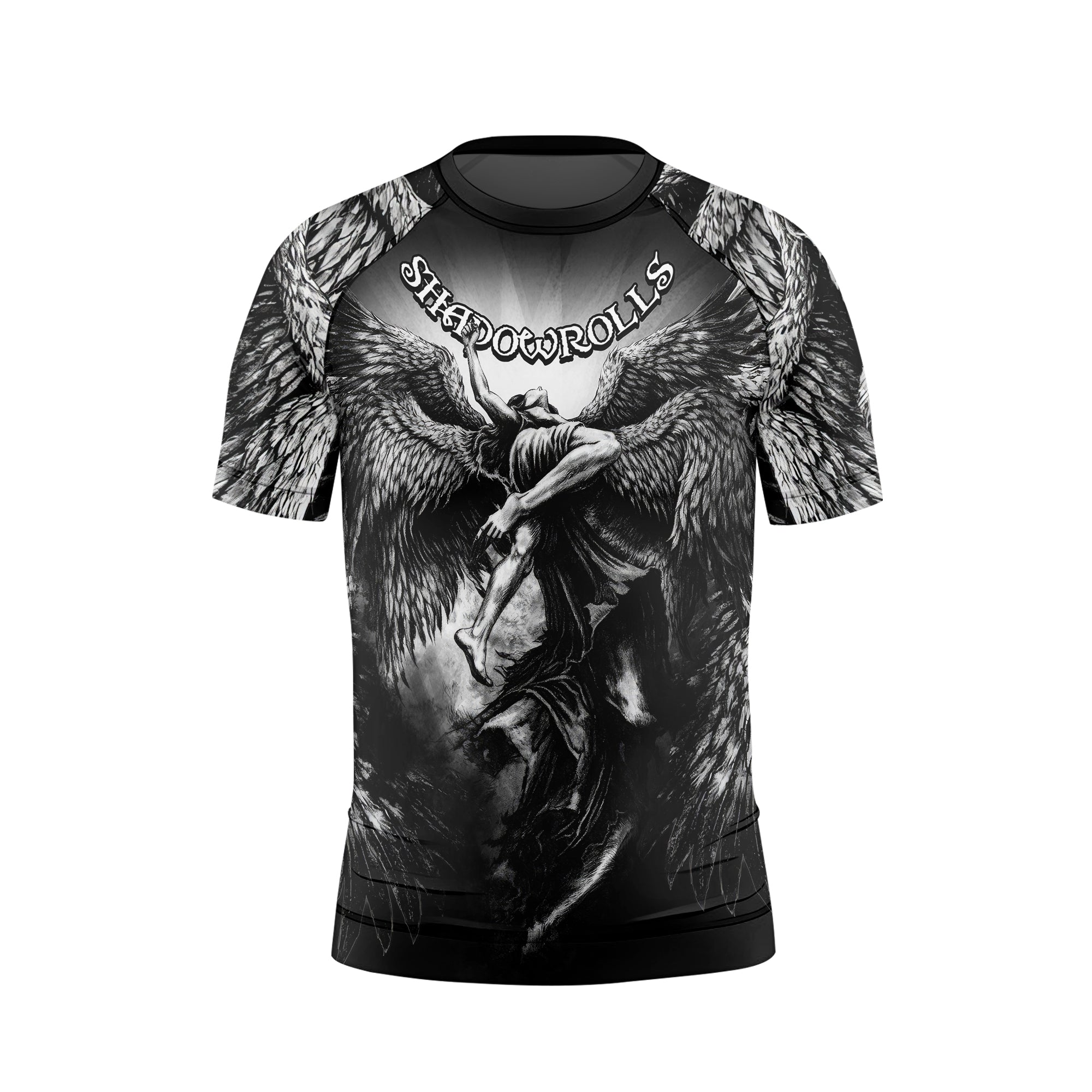 Shadowrolls Dark Angel Kids Rash Guard Short Sleeve - front view mockup