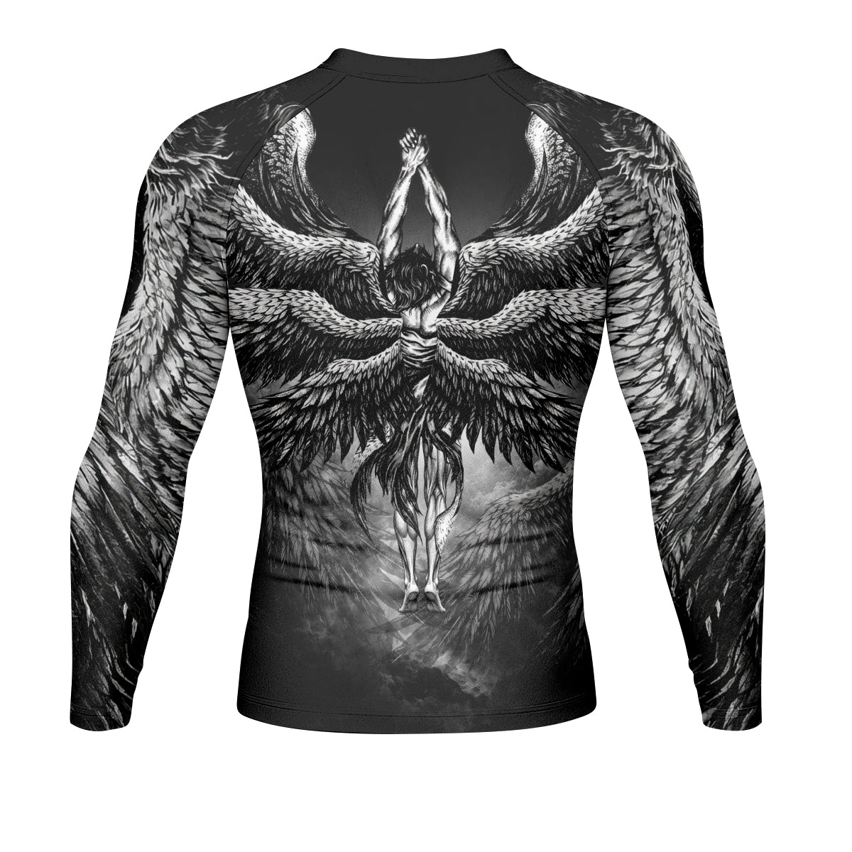 Shadowrolls Dark Angel Men's Rash Guard Long Sleeve - back view mockup