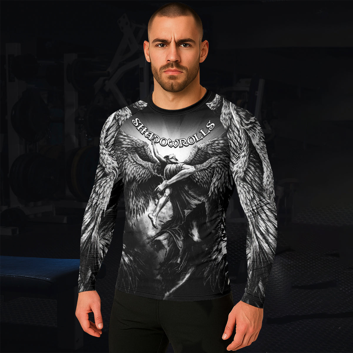 Shadowrolls Dark Angel Men's Rash Guard Long Sleeve - lifestyle view