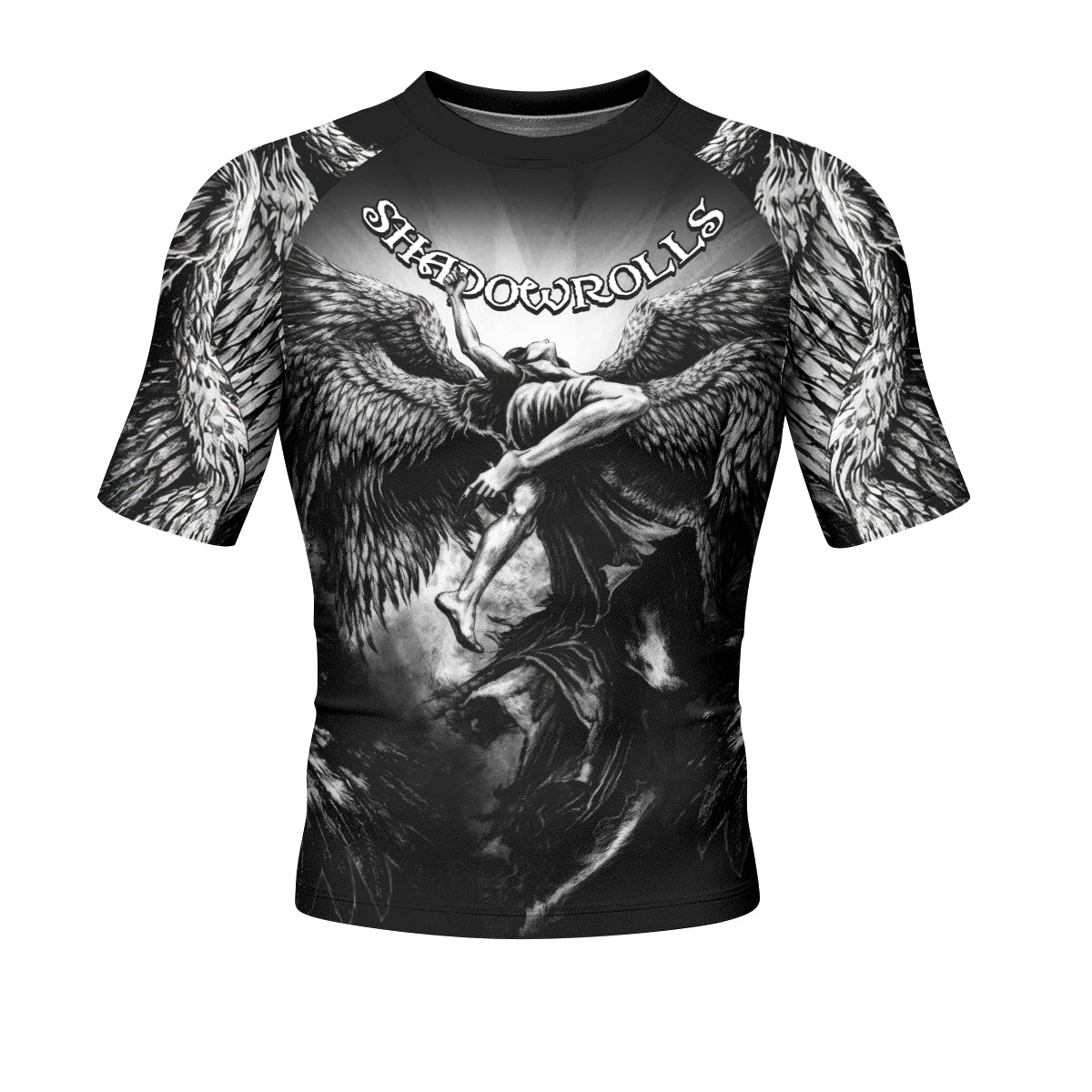Shadowrolls Dark Angel Men's Rash Guard Short Sleeve - front view mockup