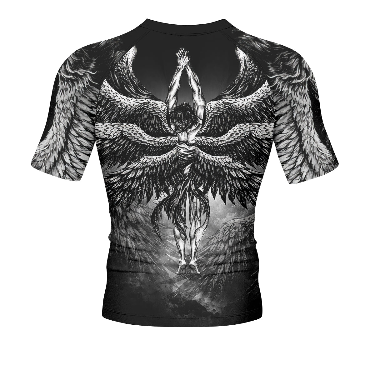 Shadowrolls Dark Angel Men's Rash Guard Short Sleeve - back view mockup