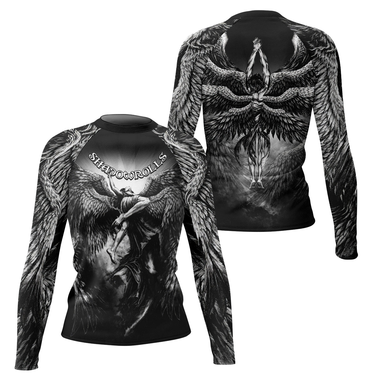 Shadowrolls Dark Angel Women's Rash Guard Long Sleeve - front and back view