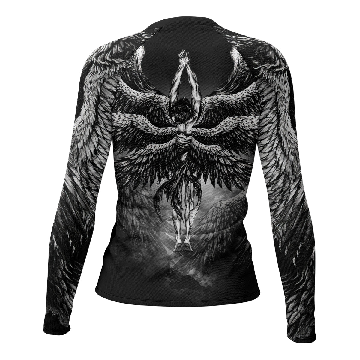 Shadowrolls Dark Angel Women's Rash Guard Long Sleeve - back view mockup