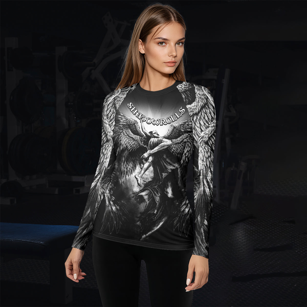 Shadowrolls Dark Angel Women's Rash Guard Long Sleeve - lifestyle view