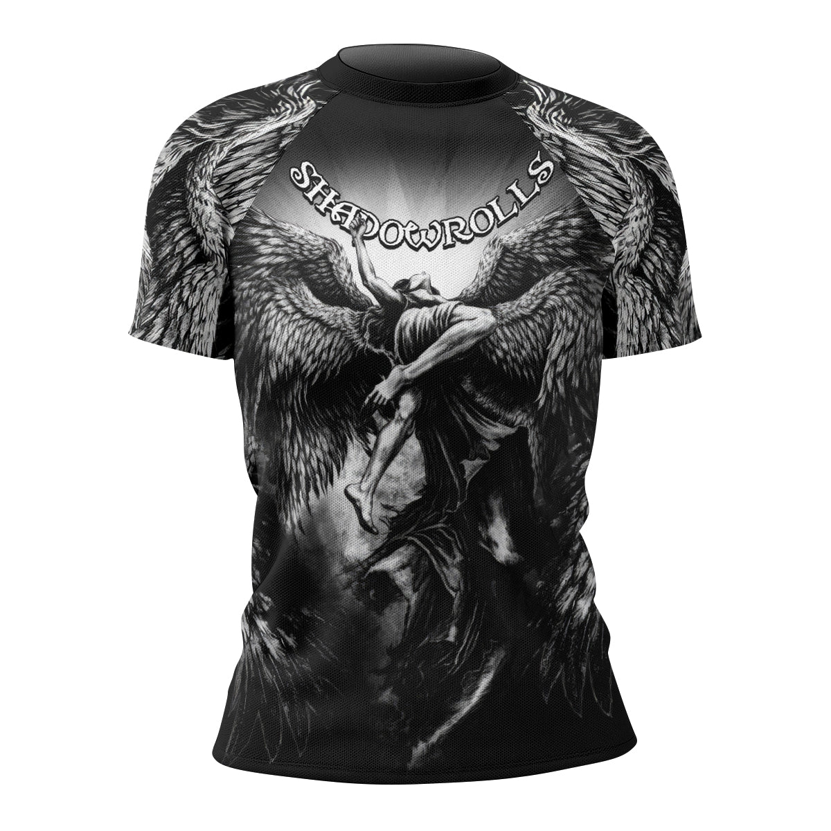 Shadowrolls Dark Angel Women's Rash Guard Short Sleeve - front view mockup