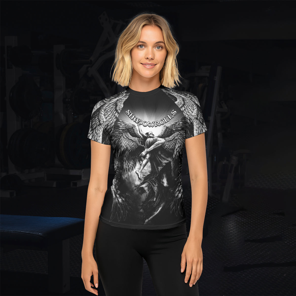 Shadowrolls Dark Angel Women's Rash Guard Short Sleeve - lifestyle view