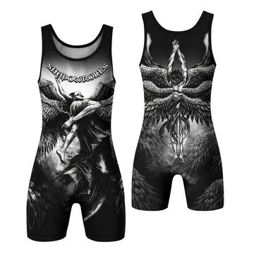 Shadowrolls Dark Angel Wrestling Singlet - front and back view