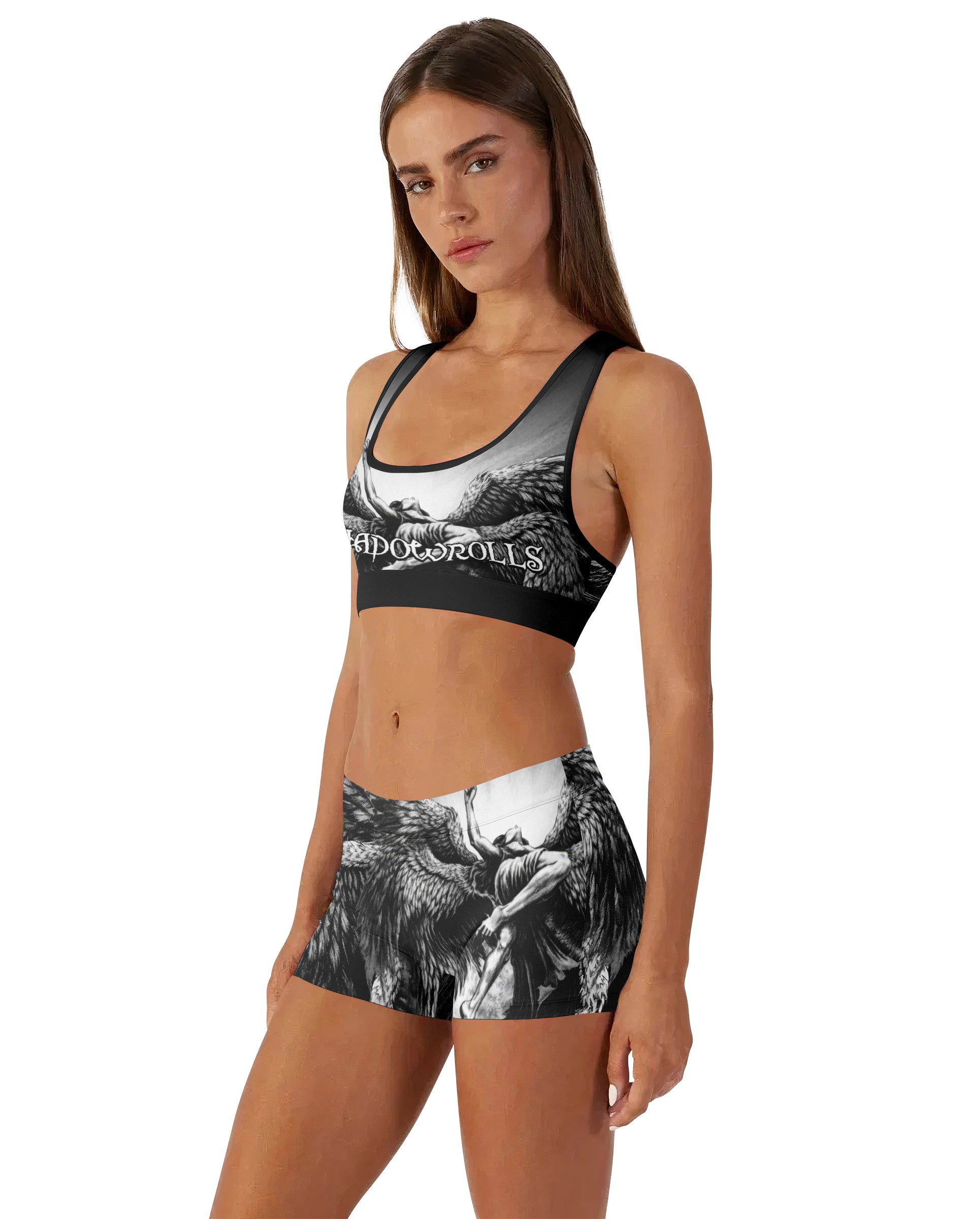 Shadowrolls Dark Angel Women's Workout Set - side lifestyle view