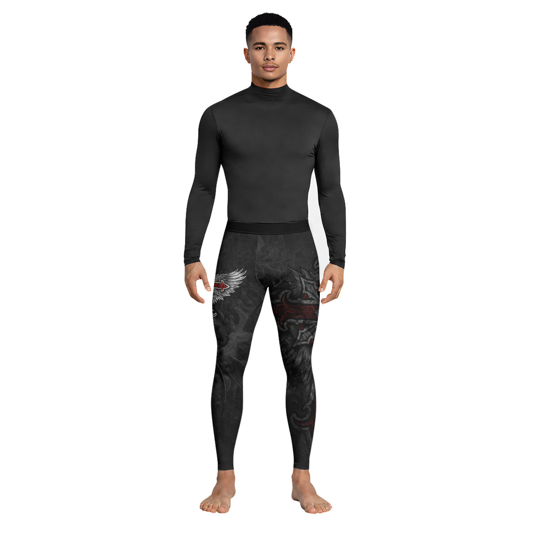 Gothic Spine Wings Men's Leggings - lifestyle view