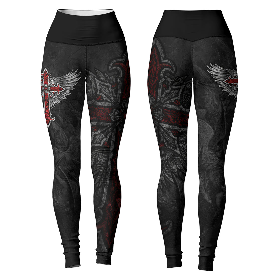 Gothic Spine Wings Women's Leggings - lifestyle view
