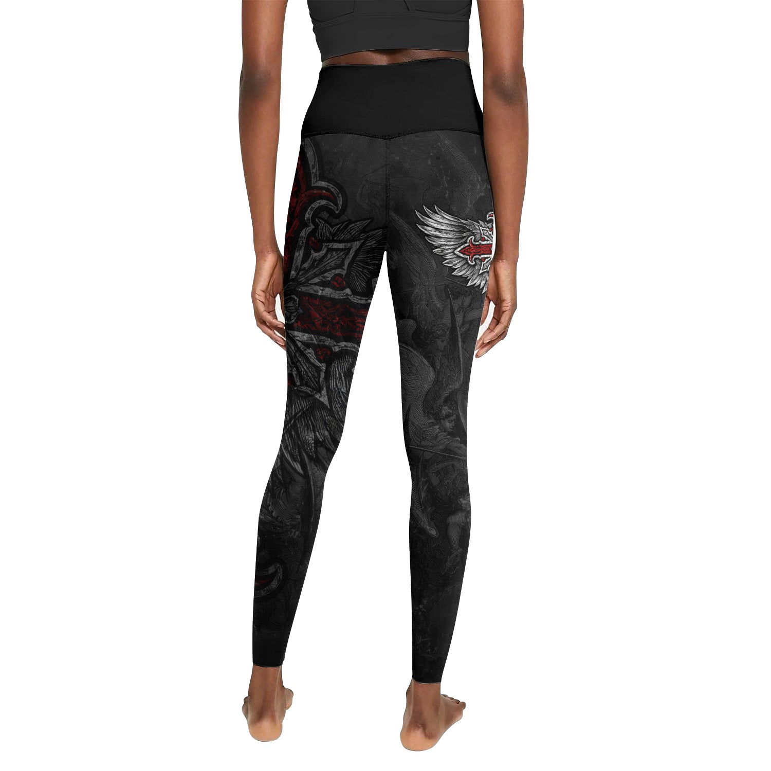 Gothic Spine Wings Women's Leggings - back view mockup