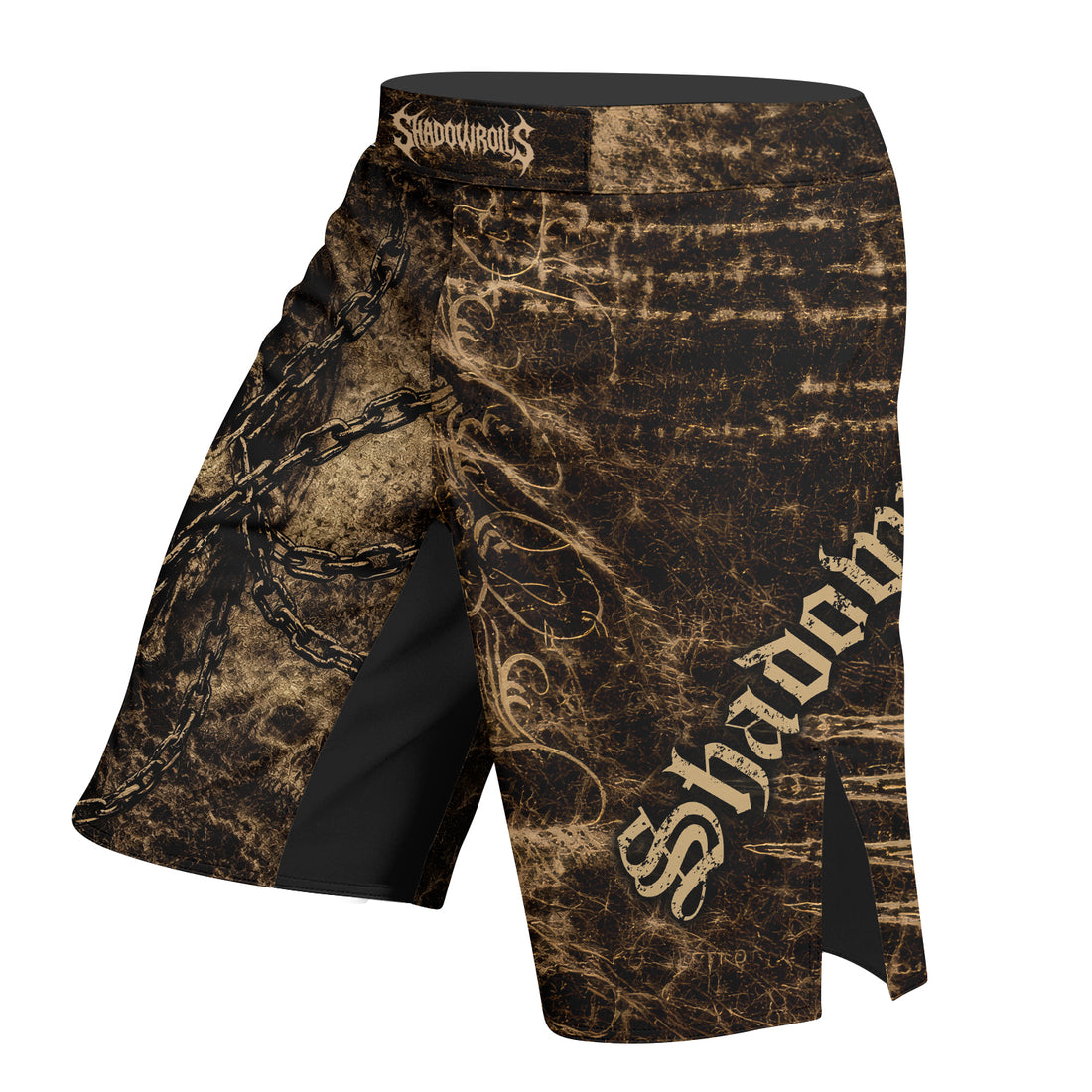 Shadowrolls Skull Chain Fight Shorts - right side mockup