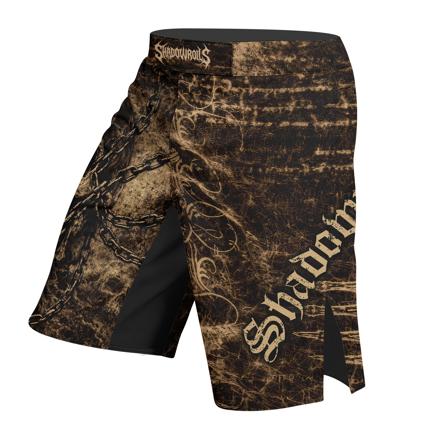Shadowrolls Skull Chain Fight Shorts - left side mockup