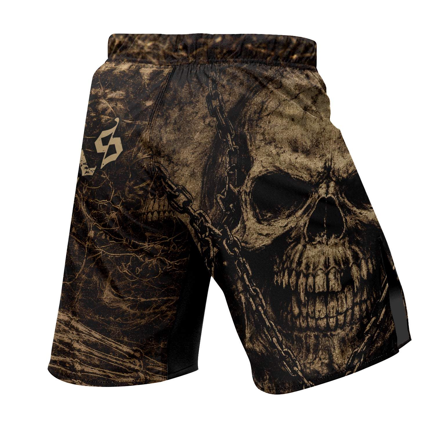 Shadowrolls Skull Chain Fight Shorts - back view mockup