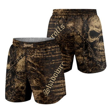 Shadowrolls Skull Chain Grappling Shorts - front and back view