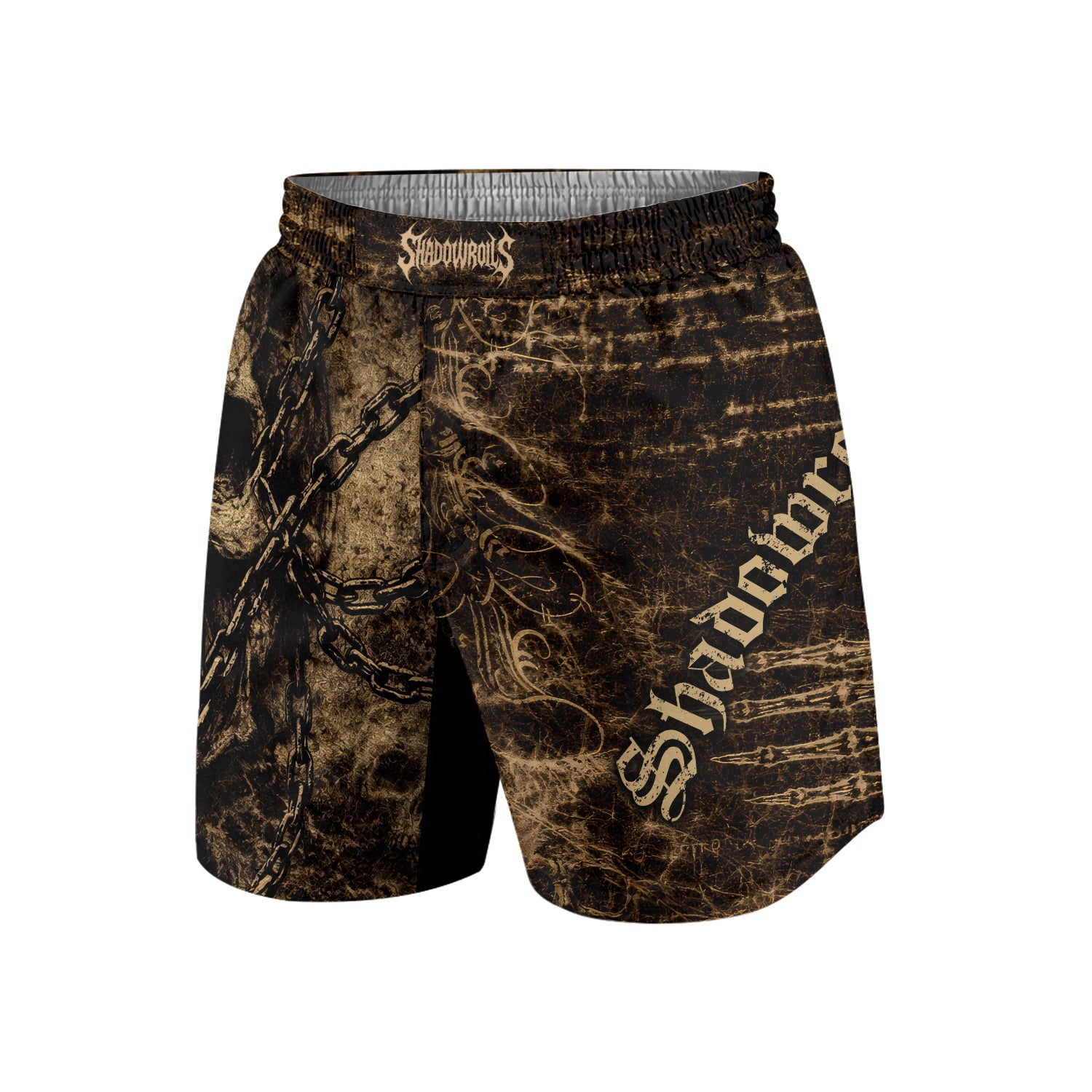 Shadowrolls Skull Chain Grappling Shorts - front view mockup