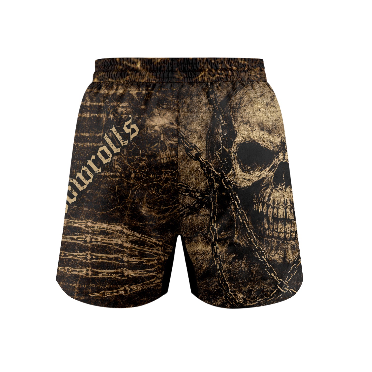 Shadowrolls Skull Chain Grappling Shorts - back view mockup