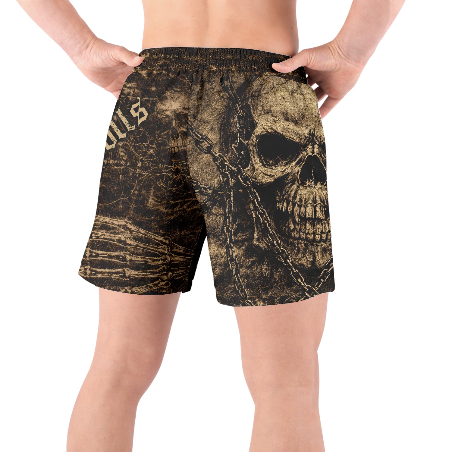 Shadowrolls Skull Chain Grappling Shorts - back view lifestyle