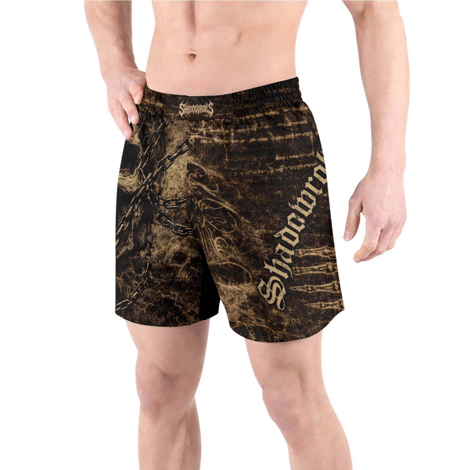 Shadowrolls Skull Chain Grappling Shorts - front view lifestyle