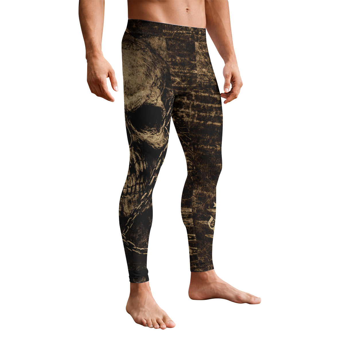 Shadowrolls Skull Chain Men's Leggings - front view mockup
