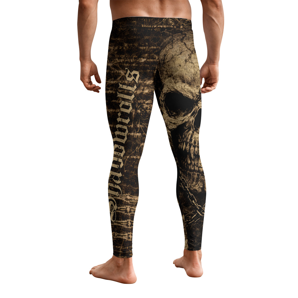 Shadowrolls Skull Chain Men's Leggings - back view mockup