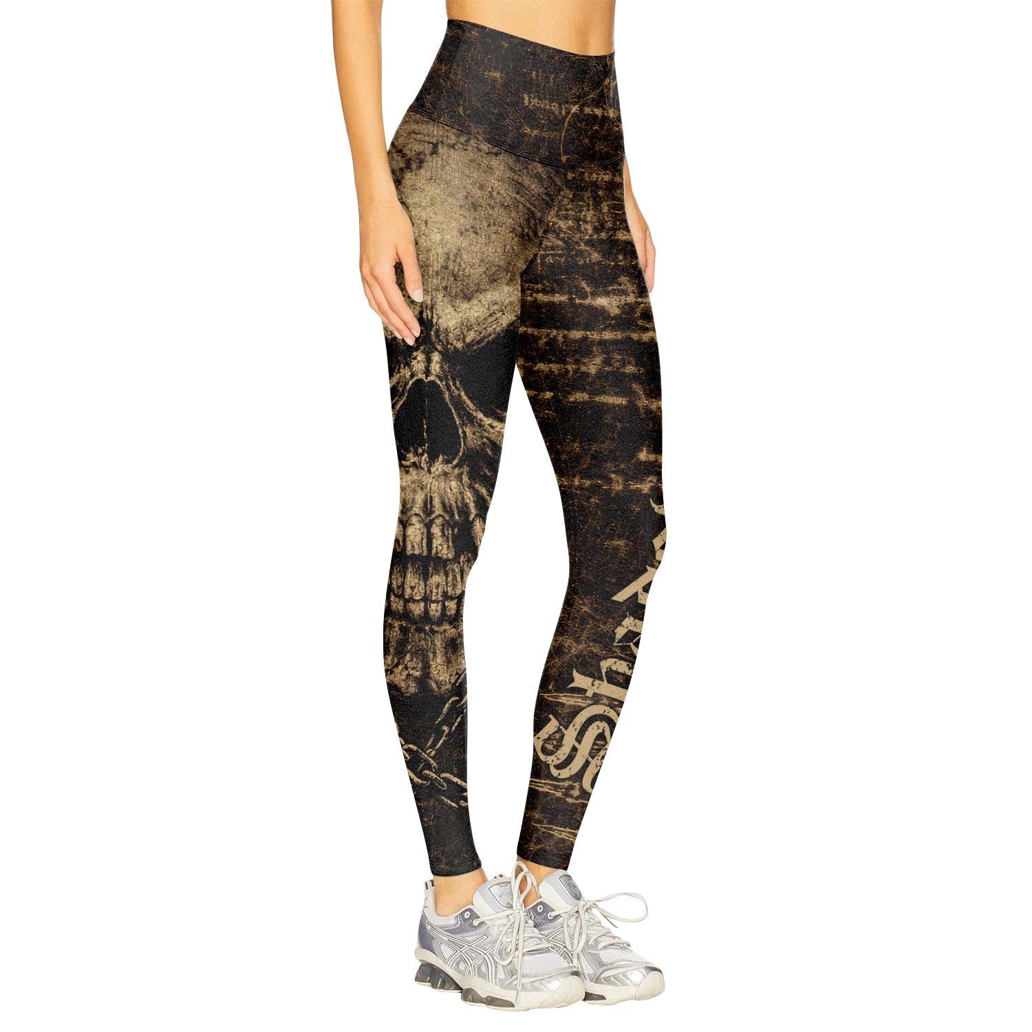 Shadowrolls Skull Chain Women's Leggings - right side mockup