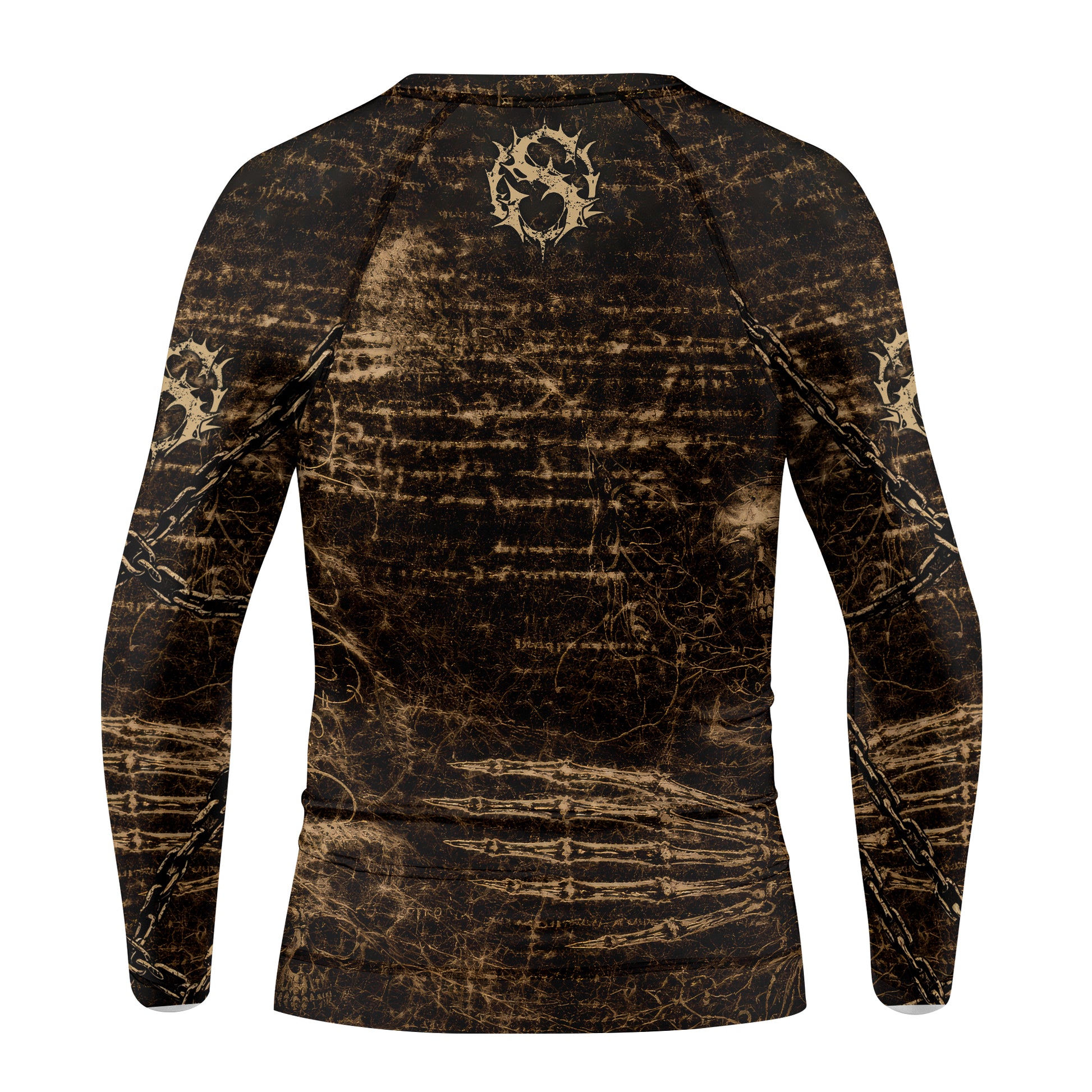Shadowrolls Skull Chain Kids Rash Guard Long Sleeve - back view mockup