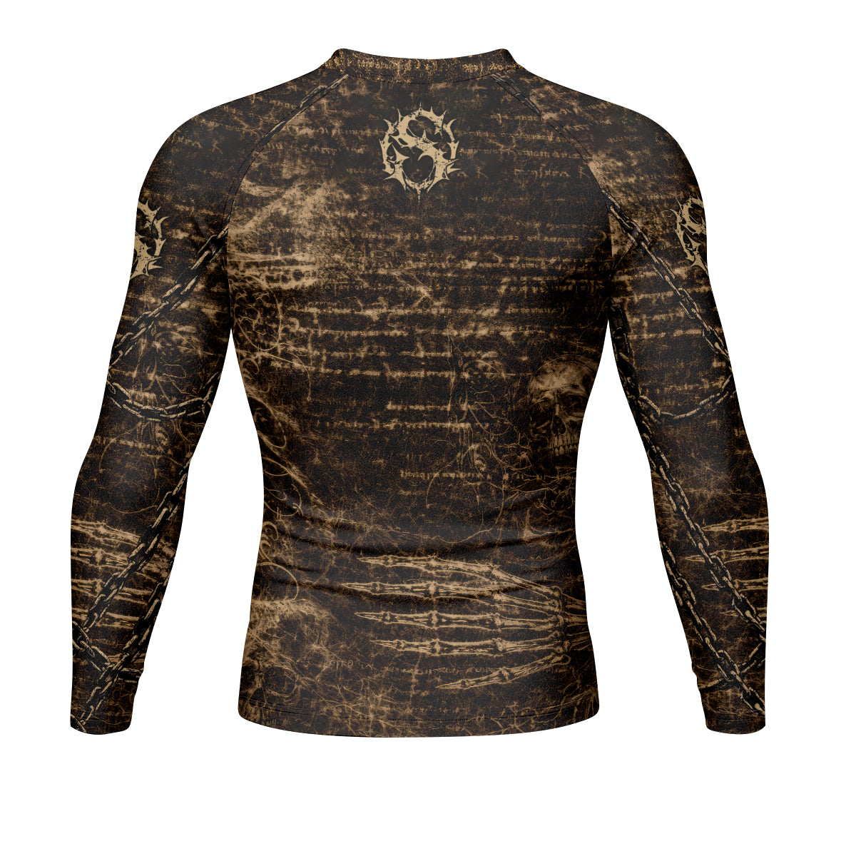 Shadowrolls Skull Chain Men's Rash Guard Long Sleeve - back view mockup