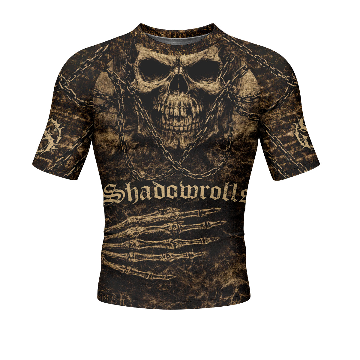 Shadowrolls Skull Chain Men's Rash Guard Short Sleeve - front view mockup