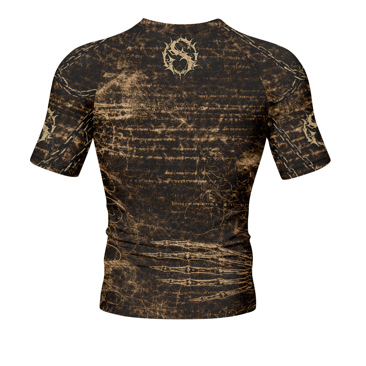 Shadowrolls Skull Chain Men's Rash Guard Short Sleeve - back view mockup