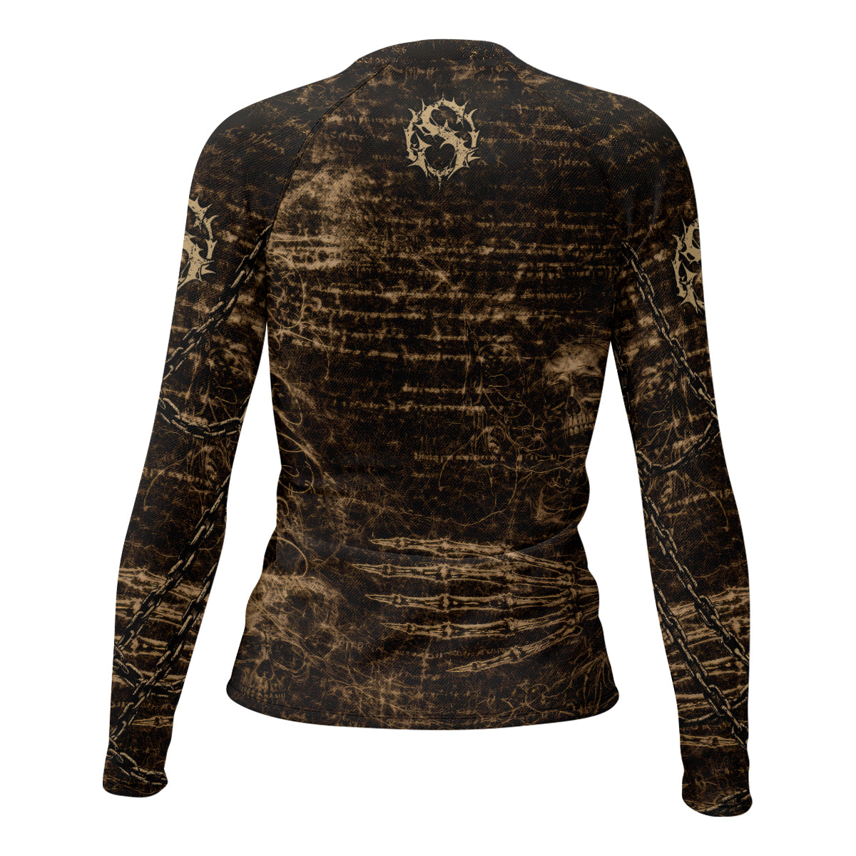 Shadowrolls Skull Chain Women's Rash Guard Long Sleeve - back view mockup